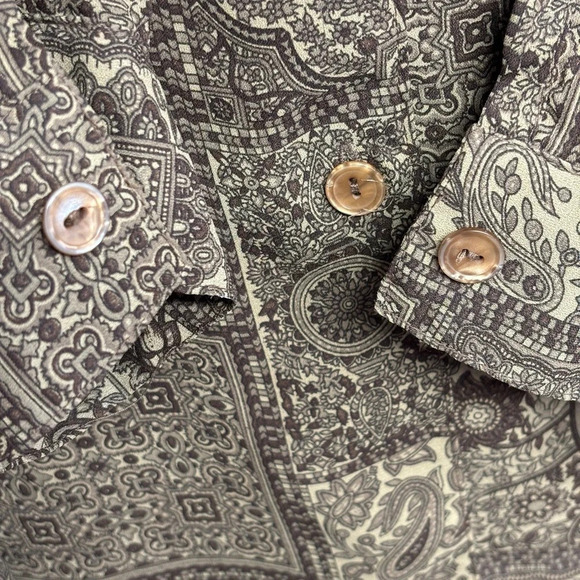 VTG Lane Bryant Designs & Co Button Down Shirt Brown 26 / 28 Floral Flowy Tunic - Picture 5 of 7